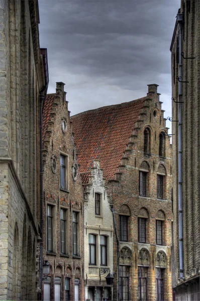 Bâtiments Dans Vieille Ville Bruges Belgium Hdr — Photo