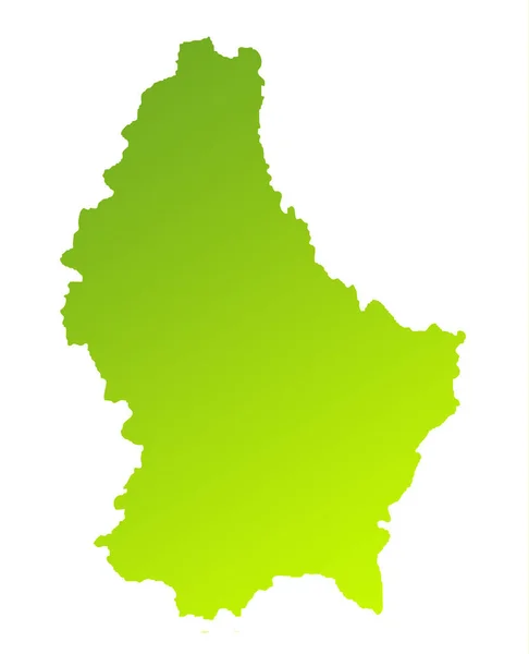 Zielony Gradient Mapa Luksemburga Izolowane Białym Tle — Zdjęcie stockowe