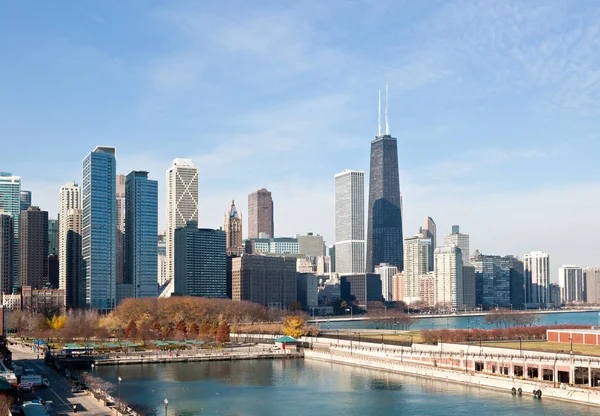 Chicagos Skyline Längs Sjöstranden — Stockfoto