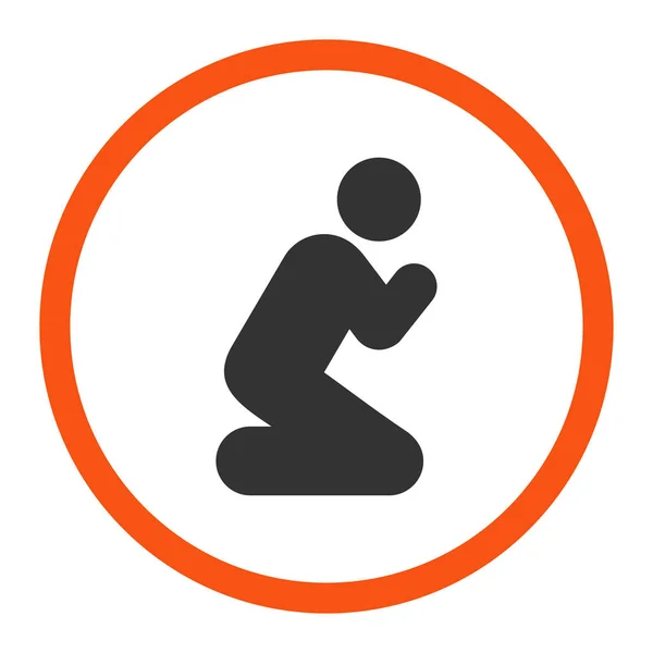 Pray Glyph Icon Rounded Flat Symbol Drawn Orange Gray Colors — Stock Photo, Image