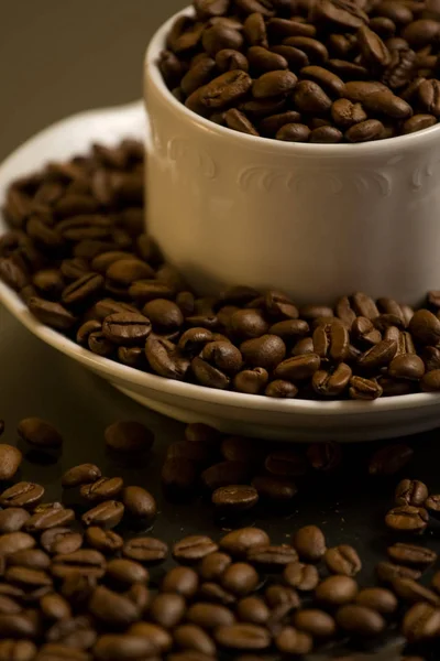 Tasty Coffee Plenty Roasted Coffee Beans — Stock Photo, Image