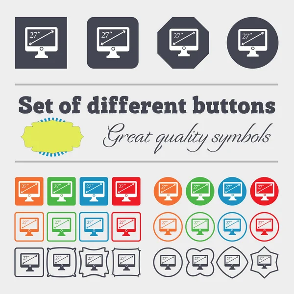 Diagonal Del Signo Icono Del Monitor Pulgadas Gran Conjunto Botones — Foto de Stock