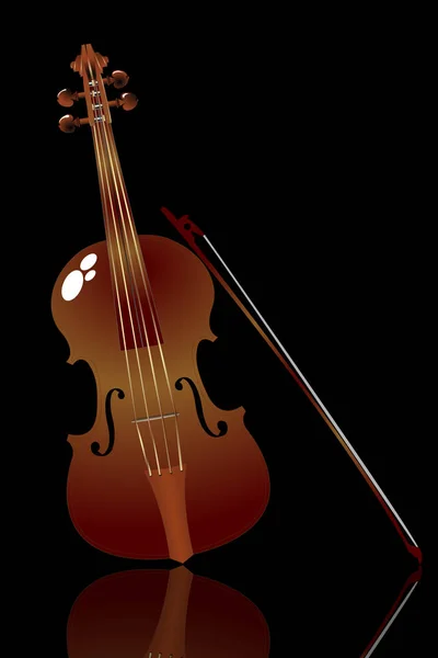 Realistische Viool Cello Zwarte Achtergrond — Stockfoto