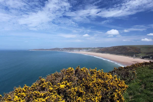 Sunset Woolacombe Beach North Devon South West England Reino Unido — Fotografia de Stock