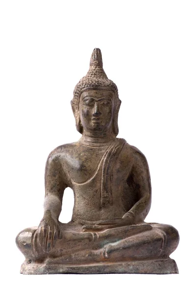 传统的泰国青铜佛像隔离在白色 — 图库照片