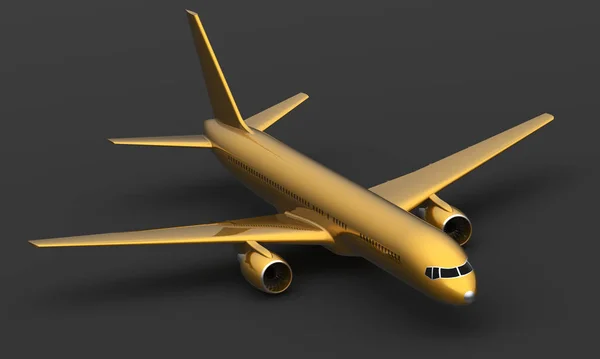 Altın Boeing Uçak Uçak Konsepti — Stok fotoğraf