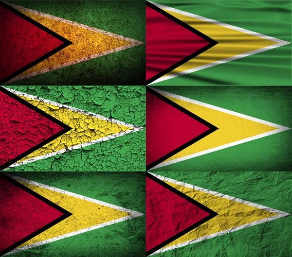 Bandiera Della Guyana Con Vecchia Texture Illustrazione — Foto Stock