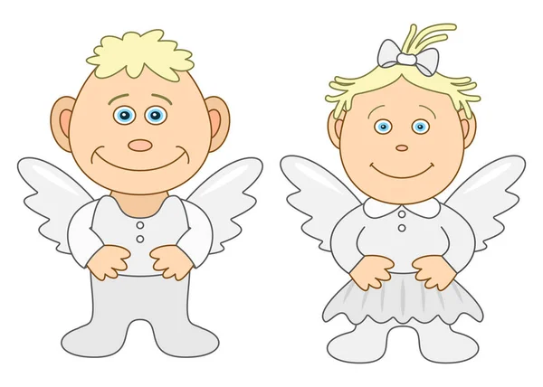 Ангели Дитячий Маленький Хлопчик Дівчинка Ізольовані — стокове фото