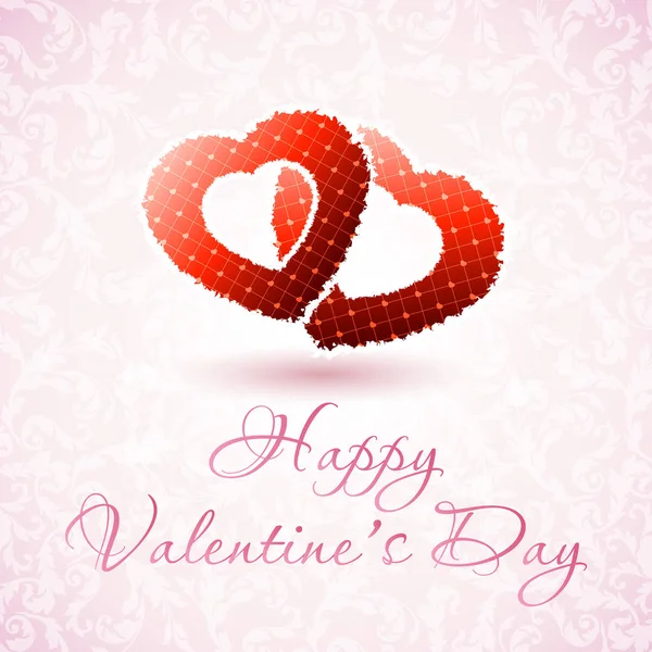 Šťastný Valentýna Květinové Karta Typografické Pozadí Dvěma Srdce — Stock fotografie