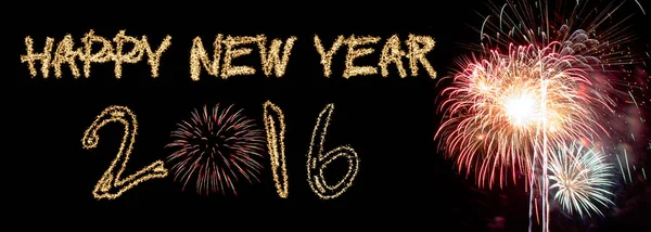 Feliz Año Nuevo 2016 Chispas Fuegos Artificiales — Foto de Stock