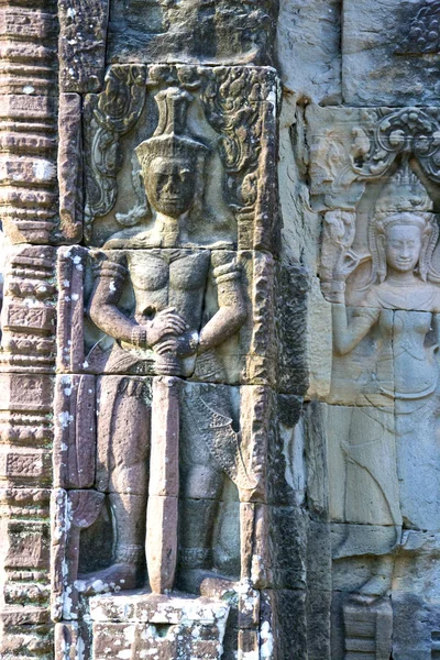 Imagem Antigo Baixo Relevo Património Mundial Unesco Banteay Kdei Localizado — Fotografia de Stock
