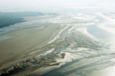 Aerial view from the Schleswig-Holstein Wadden Sea National Park in Germany clipart
