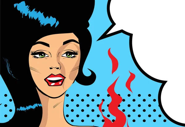 Retro Pop Art Hot Woman Love Vector Illustrazione Sorriso Volto — Foto Stock