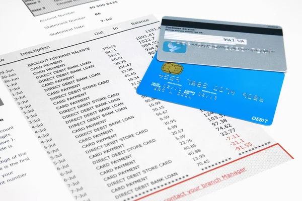 Selection Credit Cards Top Fake Bank Statements — Stock Photo, Image