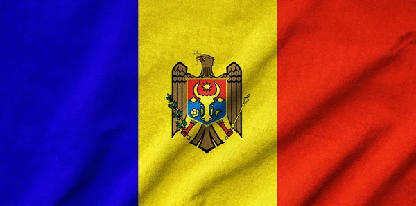 Ruffled Moldova Bayrağı Yakın Çekim Görünümü — Stok fotoğraf