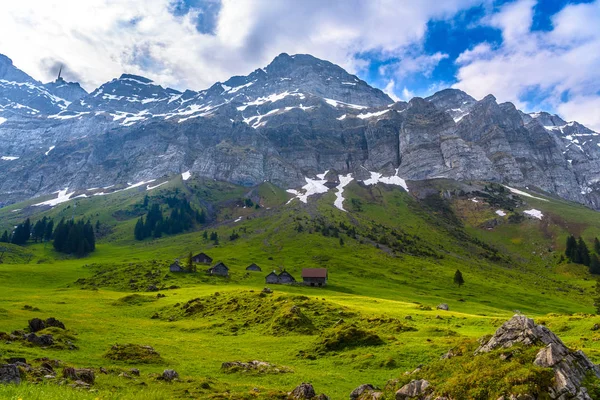 Alpok Hegység Mezők Schoenengrund Hátország Appenzell Ausserrhoden Svájc — Stock Fotó