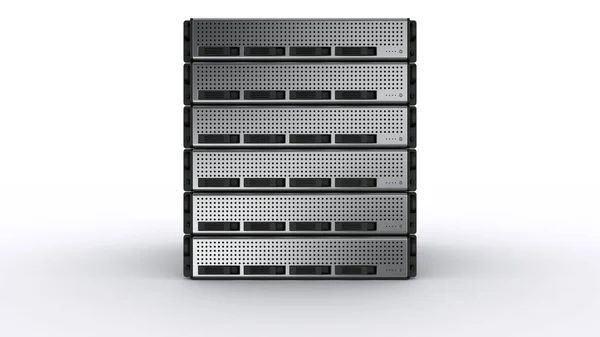 Rendering Mehrerer Rack Server Auf Weißem Hintergrund — Stockfoto