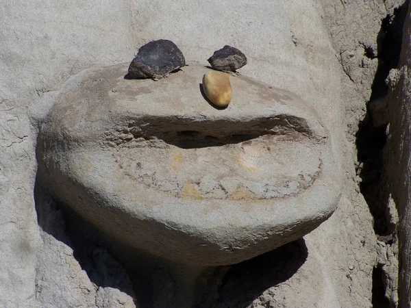 Dieses Glückliche Gesicht Besteht Aus Natürlichem Lächeln Mit Felsenaugen Und — Stockfoto