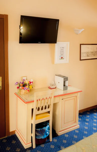 Details Hotel Room Desk Corner Including Minibar Exspresso Coffee Machine — Stock Photo, Image