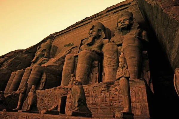Colossi Ramses Büyük Tapınağı Ramses Abu Simbel Unesco Dünya Mirası — Stok fotoğraf