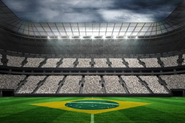 Cyfrowo Wygenerowany Brazylijski Flagi Narodowej Przed Stadionem Fanami Biały — Zdjęcie stockowe