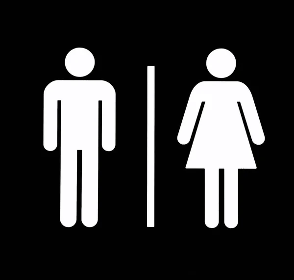 Unisex Ванная Комната Туалет Символ Белый Черном Фон — стоковое фото