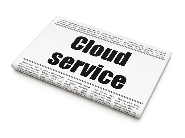 Cloud Computing Concept Tidningsrubrik Molntjänst Vit Bakgrund Rendering — Stockfoto