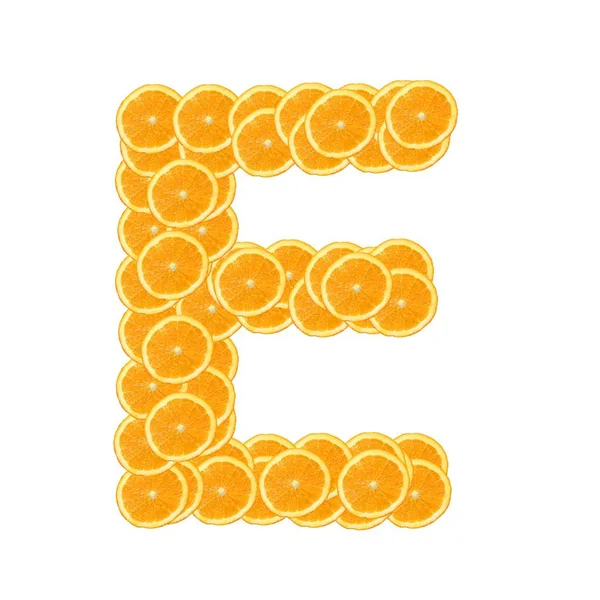 Healthy Orange Fruit Alphabet Font Isolated White Background — Stock Photo, Image