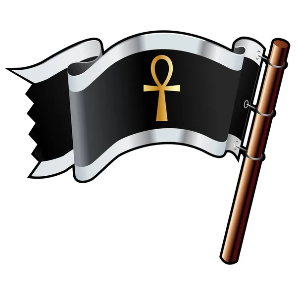 Ankh Vallási Szimbólum Fekete Ezüst Arany Vektor Zászló Használható Weboldalak — Stock Fotó