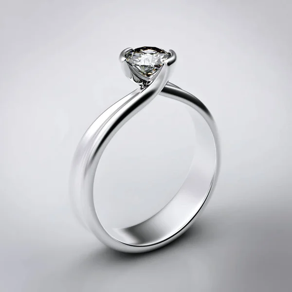 Δαχτυλίδι Διαμάντι Που Απομονώνονται Λευκό Φόντο — Φωτογραφία Αρχείου