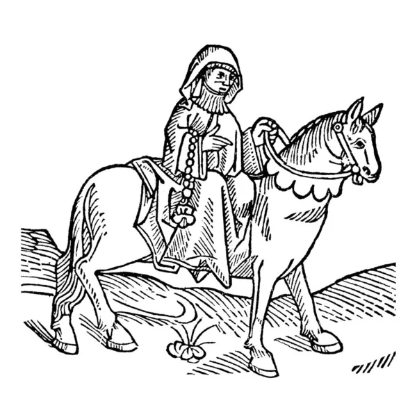 Priora Racconti Canterbury Geoffrey Chaucer Woodcut Dall Edizione Caxton Del — Foto Stock