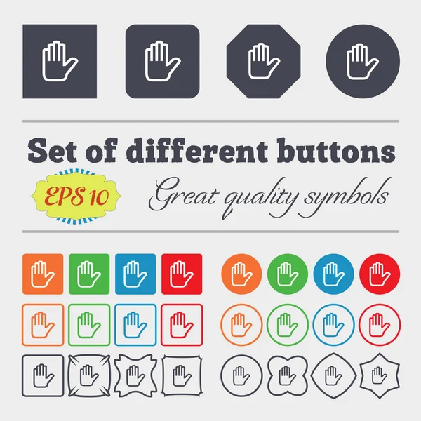 Impresión Manual Detener Signo Icono Gran Conjunto Colores Diversos Botones —  Fotos de Stock