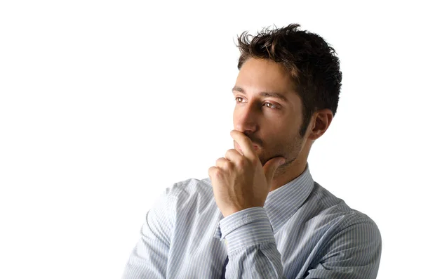 Retrato Atractivo Hombre Negocios Joven Mirando Hacia Lado Aislado Sobre —  Fotos de Stock