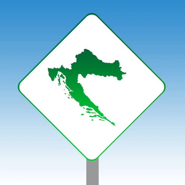 Croazia Cartina Stradale Verde Isolato Sfondo Bianco Con Cielo Blu — Foto Stock