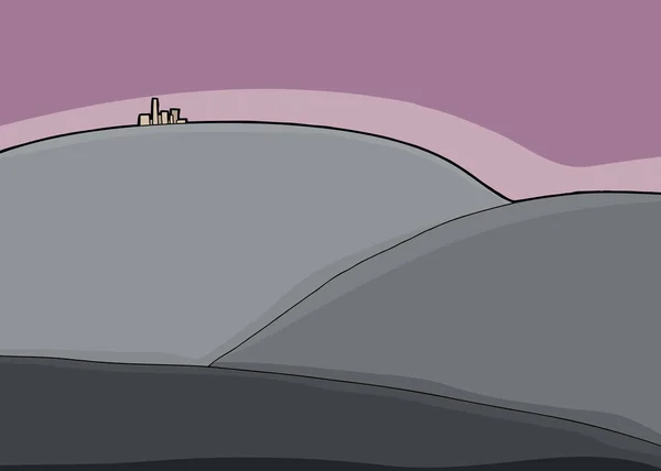 City Top Gloomy Hills Cartoon Background — Stock Photo, Image