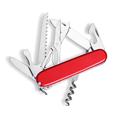 Swiss army multipurpose knife isolated on white clipart