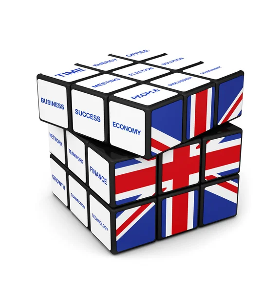 Rubik Reino Unido Bandeira Economia Sucesso Negócios Símbolo Trabalho Equipe — Fotografia de Stock