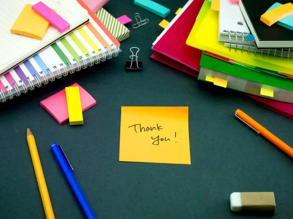 Somebody Left Message Your Working Desk Thank You — Stock Photo, Image