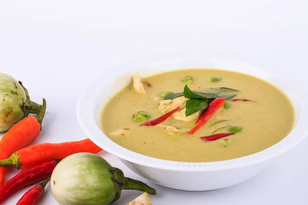 Comida Tradicional Popular Tailandesa Sopa Intensa Pollo Curry Verde Tailandés — Foto de Stock