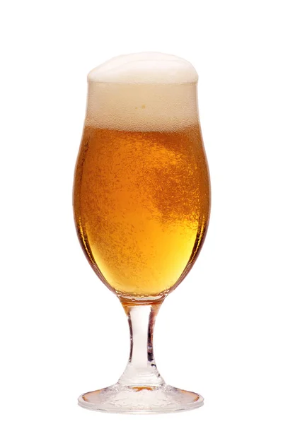 Glas Bier Geïsoleerd Wit — Stockfoto