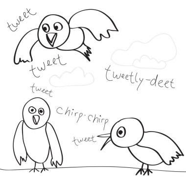 A collection of bird doodles isolated over white. clipart