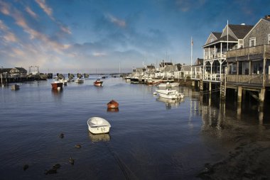 Homes over Water in Nantucket at Sunset, Massachusetts, U.S.A. clipart