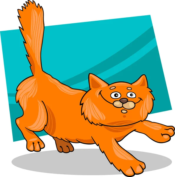 Cartoon Illustration Kör Röd Fluffig Katt — Stockfoto