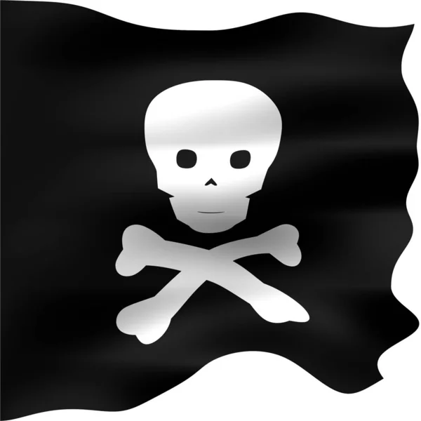 Piratenflagge Isoliert Weiß — Stockfoto
