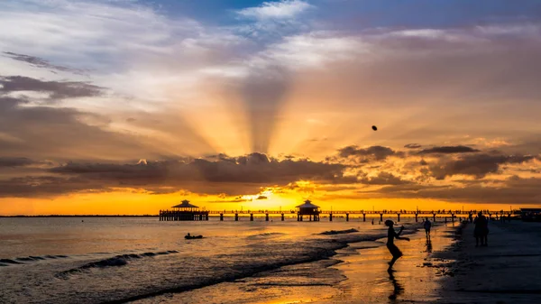 Gyönyörű Naplementét Fort Myers Beach Florida Amerikai Egyesült Államok Estero — Stock Fotó