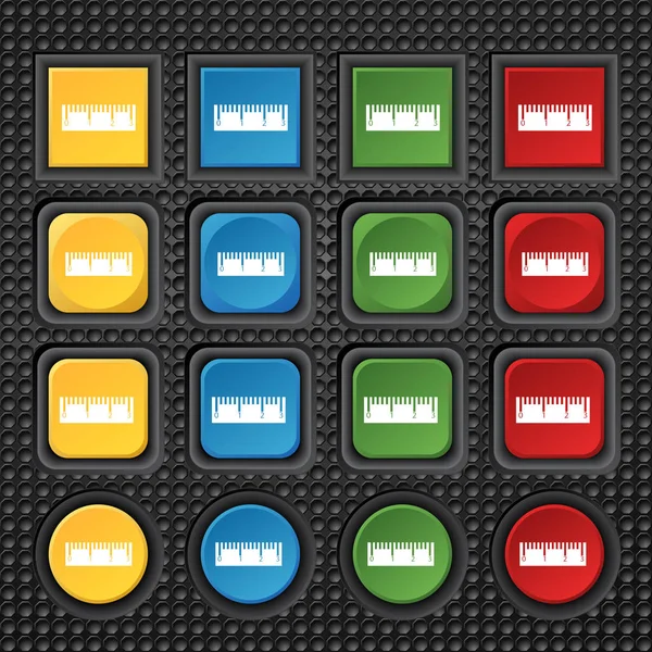 Ruler Sign Icon School Tool Symbol Set Colored Buttons Illustration — Stock Photo, Image