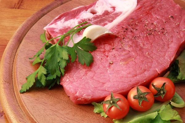 Νόστιμο Κρέας Στο Παρασκήνιο Κοντινό — Φωτογραφία Αρχείου