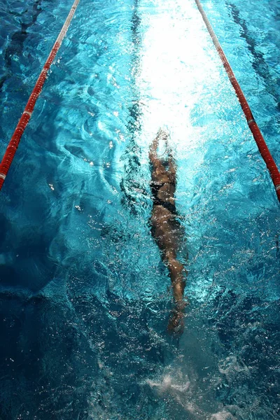 Nageur Dans Une Piscine Par Une Journée Chaude — Photo