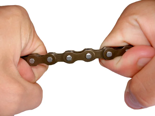 Hands Tearing Chain — Stock Photo, Image