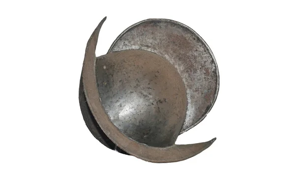 Middeleeuwse Historische Helm Van Wapenrusting Van Een Ridder Witte Achtergrond — Stockfoto